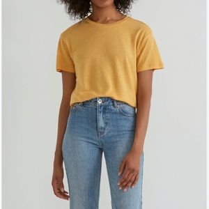 Frank And Oak Green Cropped Short Sleeve T-Shirt Size XL